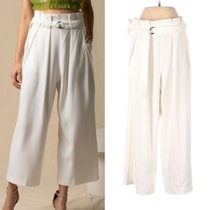 Choosy White Flowy Paperbag Trouser Pants